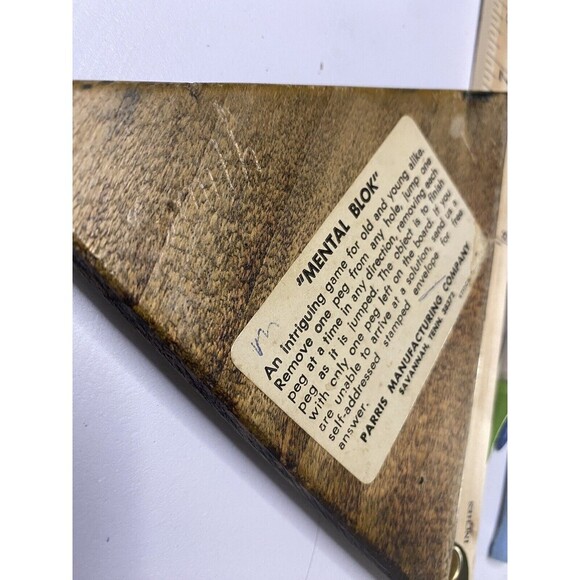 Peg Game VINTAGE Wooden Triangle Mental Block Blok - Picture 4 of 4